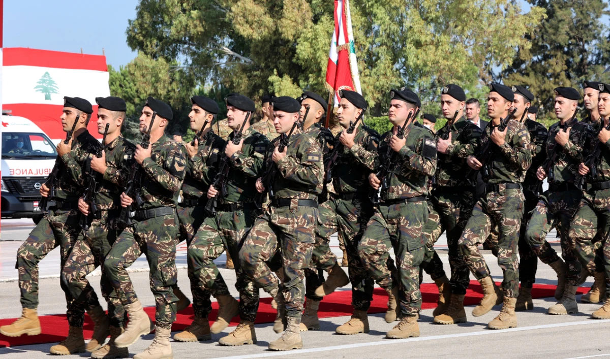Lebanese Army troops take part in a military parade marking the 78th anniversary of Lebanon's Independence Day on November 22, 2021. (AFP/File)