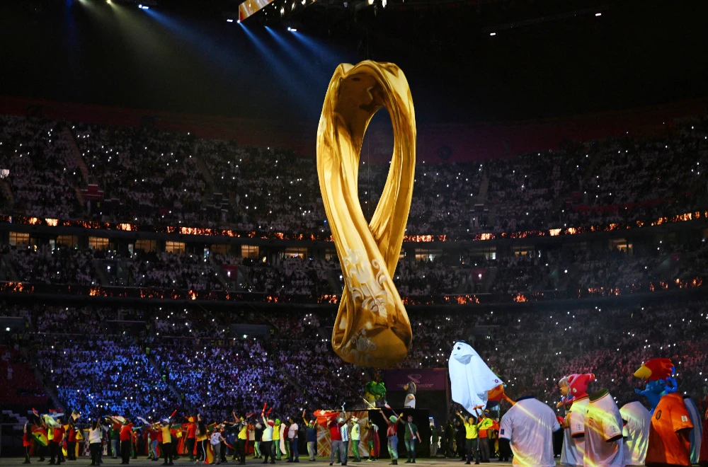 Dancers perform during the opening ceremony ahead of the Qatar 2022 World Cup Group A football match between Qatar and Ecuador at the Al-Bayt Stadium in Al Khor, north of Doha, on November 20, 2022. (AFP)