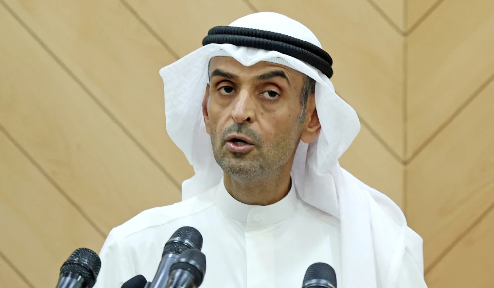 Nayef Falah Al-Hajraf, Secretary General of the Cooperation Council for the Arab States of the Gulf (GCC), speaks during a press conference in the Saudi capital Riyadh on March 17, 2022. (AFP)