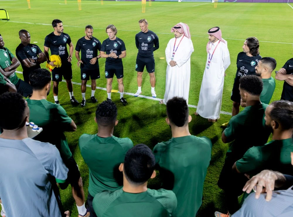 The Green Falcons trained at the Sealine Resort Stadium ahead of their match against Mexico.