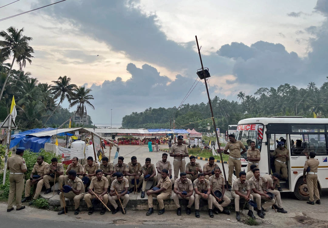 FILE PHOTO: Police officers are deployed as fishermen protest near the entrance of the proposed Vizhinjam Port in the southern state of Kerala, India, November 9, 2022. (Reuters)