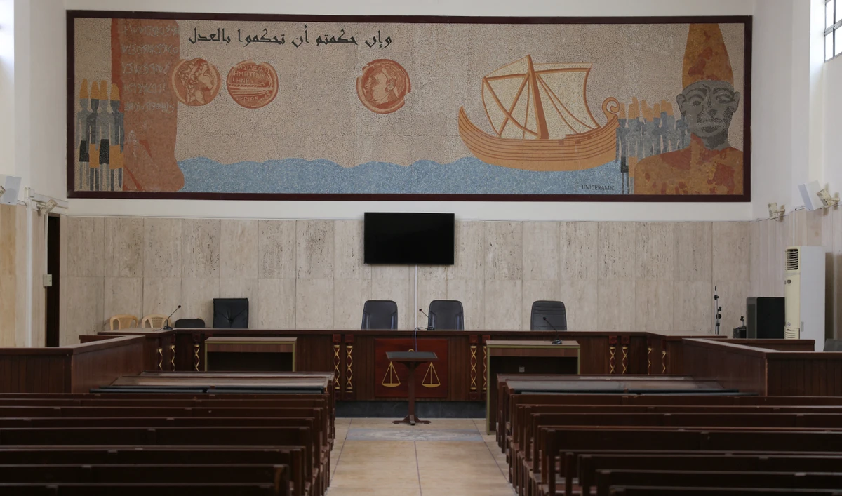 A picture shows an empty court room in Lebanon's Justice Palace in Beirut on August 30, 2022. (AFP/File)