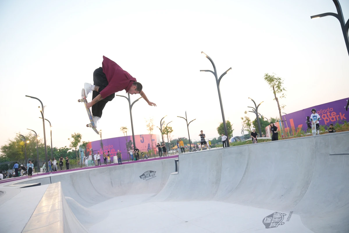 Olympic skate star helps launch Mideast’s largest park in Sharjah