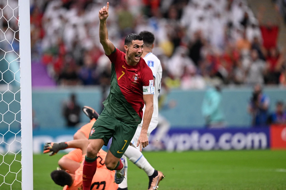 Cristiano Ronaldo made history as the first male player to score in five World Cups in Portugal's opening game in Qatar against Ghana. (File/AFP)