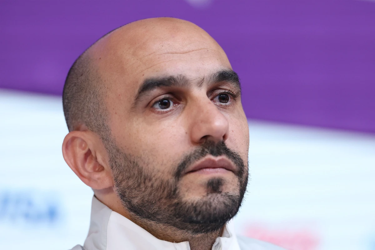 Morocco's coach Walid Regragui attends a press conference at the Qatar National Convention Center (QNCC) in Doha. AFP