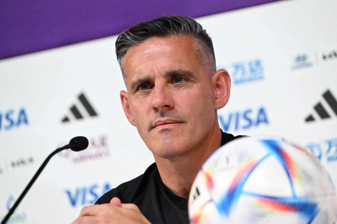 Canada’s English coach John Herdman attends a press conference at the Qatar National Convention Center in Doha on Wednesday on the eve of their match against Morocco. (AFP)