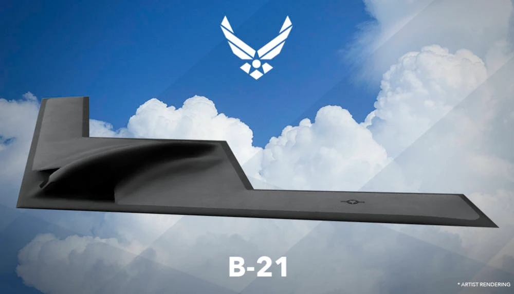 This undated artist rending provided by the U.S. Air Force shows a U.S. Air Force graphic of the Long Range Strike Bomber, designated the B-21. (AP)
