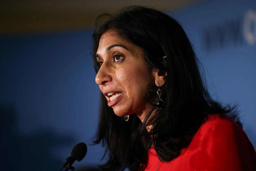 A blanket ban on asylum seekers from countries designated by the UK as being “safe” places to live is proposed by British Home Secretary Suella Braverman. (Reuters/File Photo)