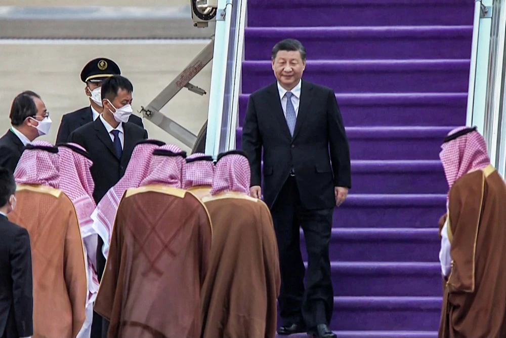 President Xi Jinping arrived on an official visit to Saudi Arabia on Wednesday. (SPA)