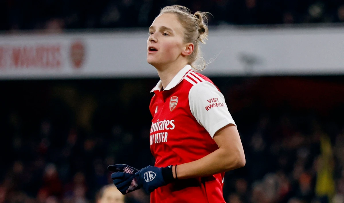 Arsenal's Vivianne Miedema celebrates scoring what proved the goal in their Women's Champions League Group C match against Juventus at Emirates Stadium, London, on Wednesday. (Reuters)