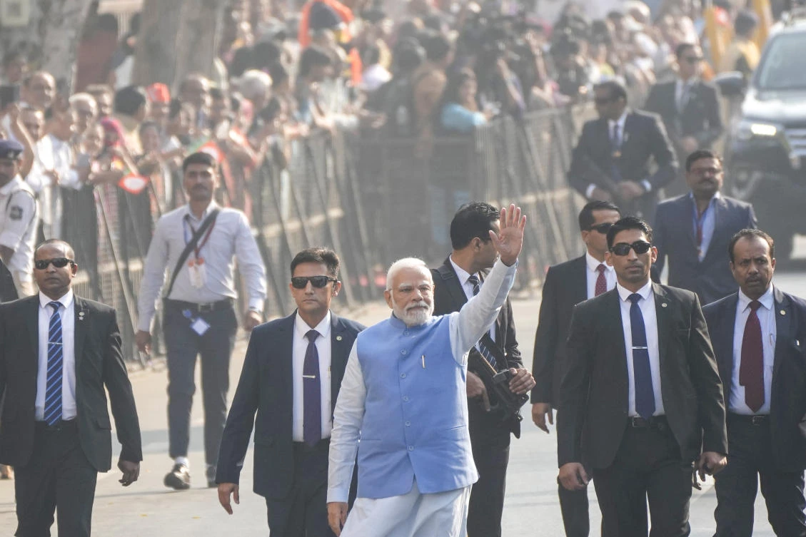 Indian Prime Minister Narendra Modi remains widely popular in the country, partly due to economic growth and also because of his strong base among India’s Hindu majority population. (AP)