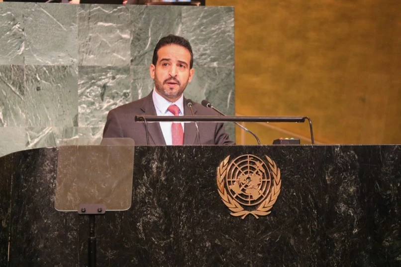 Kuwaiti councilor Abdulaziz Amash addressing the UN General Assembly. (KUNA)
