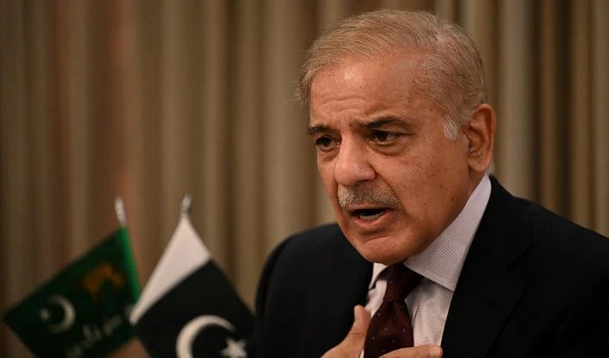 Pakistan Prime Minister Shehbaz Sharif speaks during a news conference in Islamabad on April 1, 2022. (AFP/File)