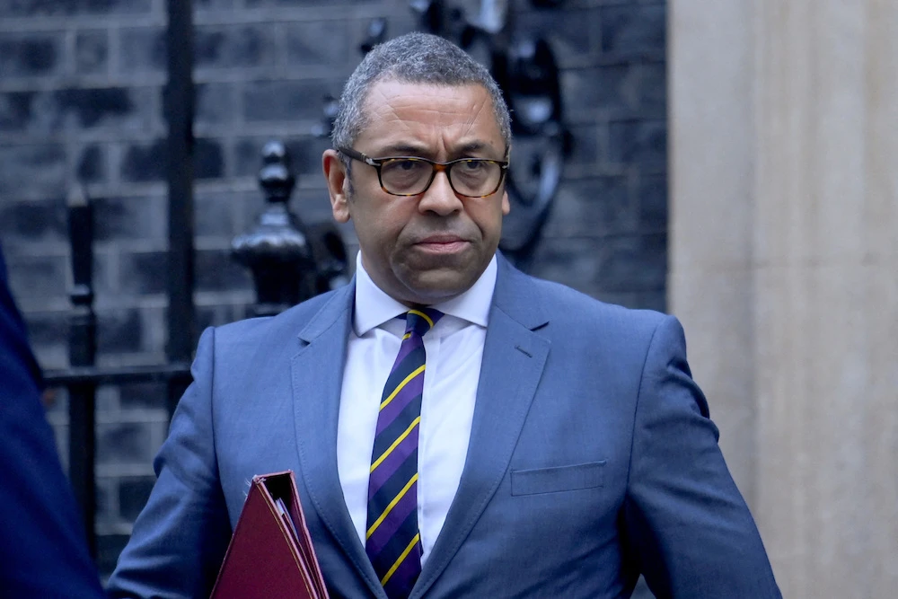 Britain’s foreign secretary James Cleverly has criticized “sordid deals” between Iran and Russia. (Reuters)