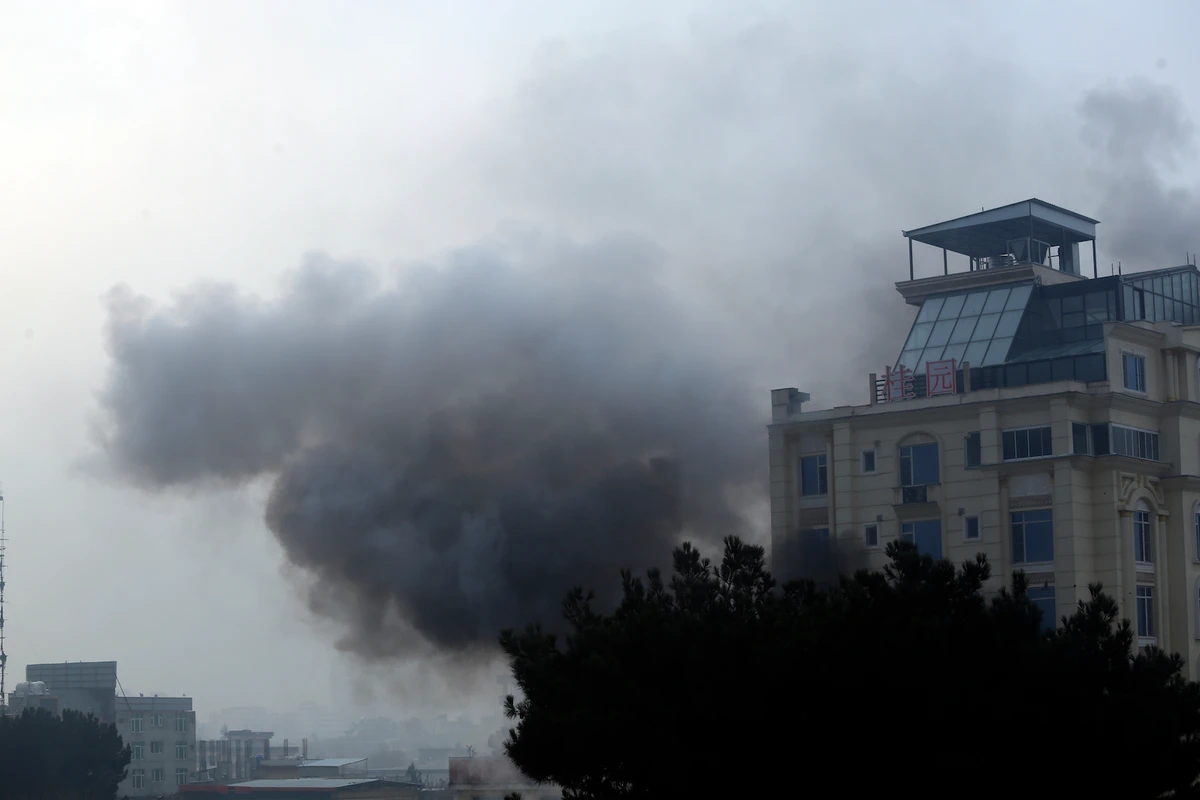 Smoke rises from a hotel building after an explosions and gunfire in the city of Kabul, Afghanistan, Monday, Dec. 12, 2022. (AP)