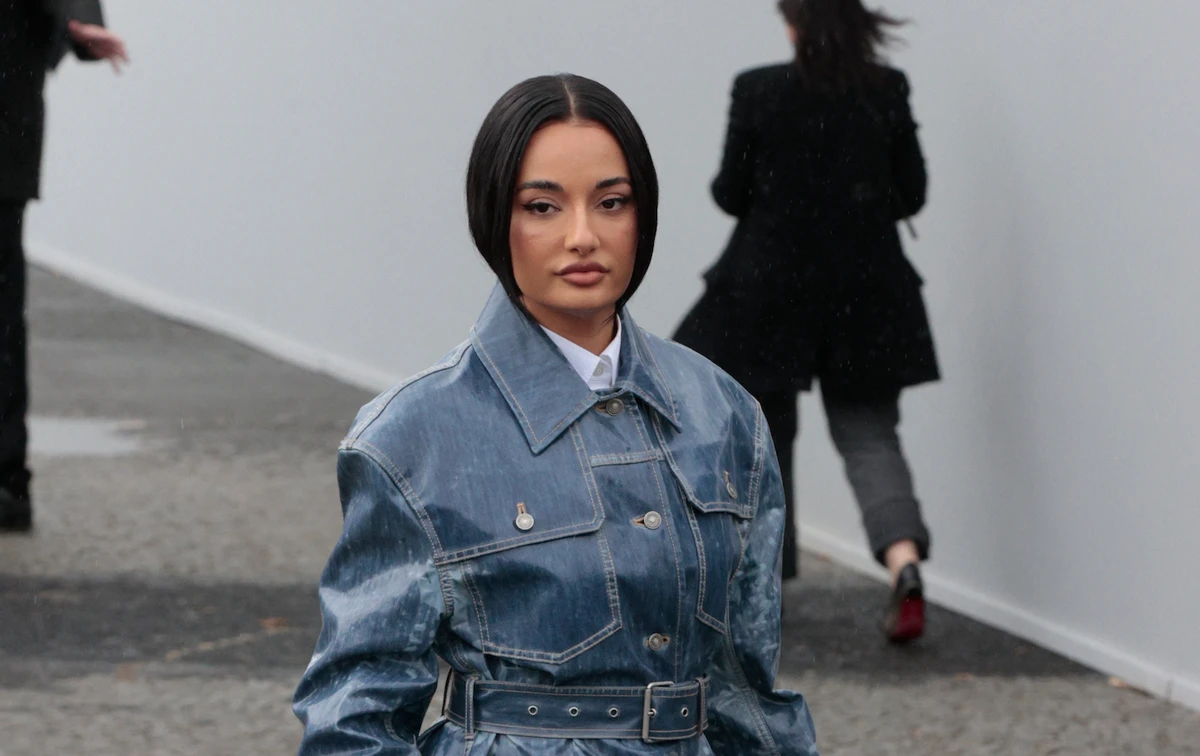 Designer Amina Muaddi attends Jacquemus show in Paris
