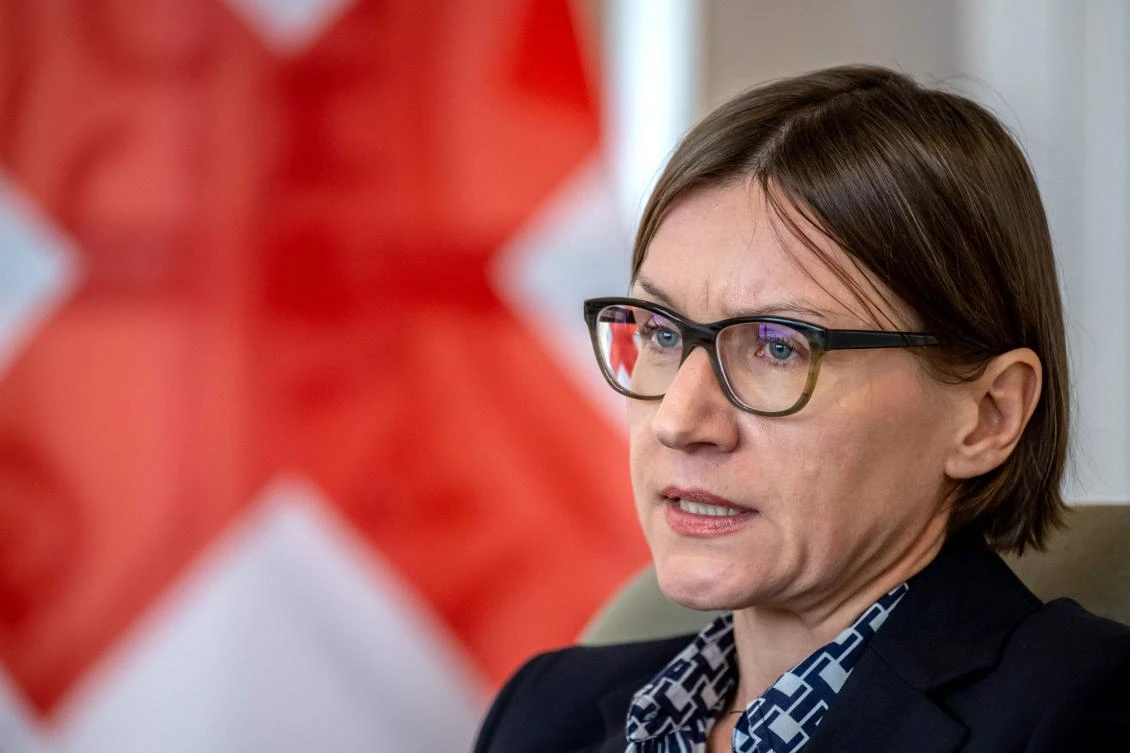 International Committee of the Red Cross (ICRC) president Mirjana Spoljaric Egger speaks during a media briefing at the ICRC headquarters on December 14, 2022. (AFP)
