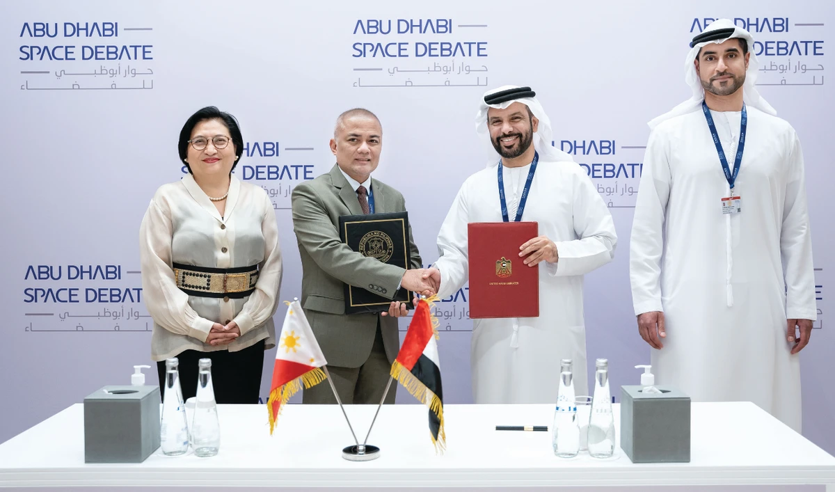 Philippine Ambassador to the UAE Hjayceelyn M. Quintana, left, poses with officials after signing a cooperation memorandum in Abu Dhabi on Dec. 5, 2022. (WAM)