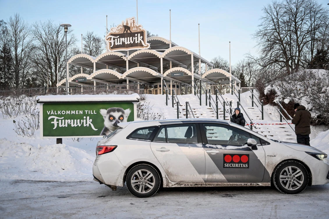A view of the main entrance to Furuvik Zoo, from where five chimpanzees escaped from their enclosure, near Gavle, Sweden. December 15, 2022. (Reuters)