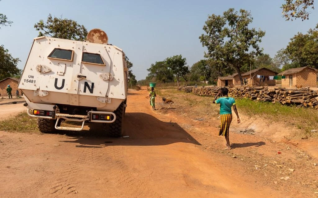A UN armored personnel carrier patrols on a supposedly safe road in the northwest of the Central African Republic. (AFP)