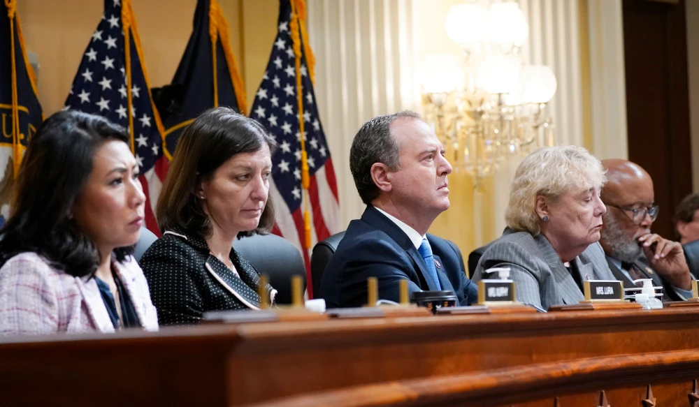 Rep. Stephanie Murphy, D-Fla., from left, Rep. Elaine Luria, D-Va., Rep. Adam Schiff, D-Calif., Rep. Zoe Lofgren, D-Calif., and Chairman Bennie Thompson, D-Miss., listen as the House select committee investigating the Jan. 6 attack on the U.S. Capitol holds a hearing at the Capitol in Washington, June 28, 2022. (AP)