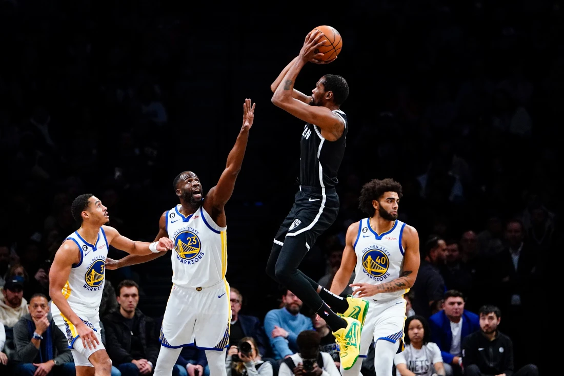 Nets break loose for 91 points in 1st half, rout Warriors