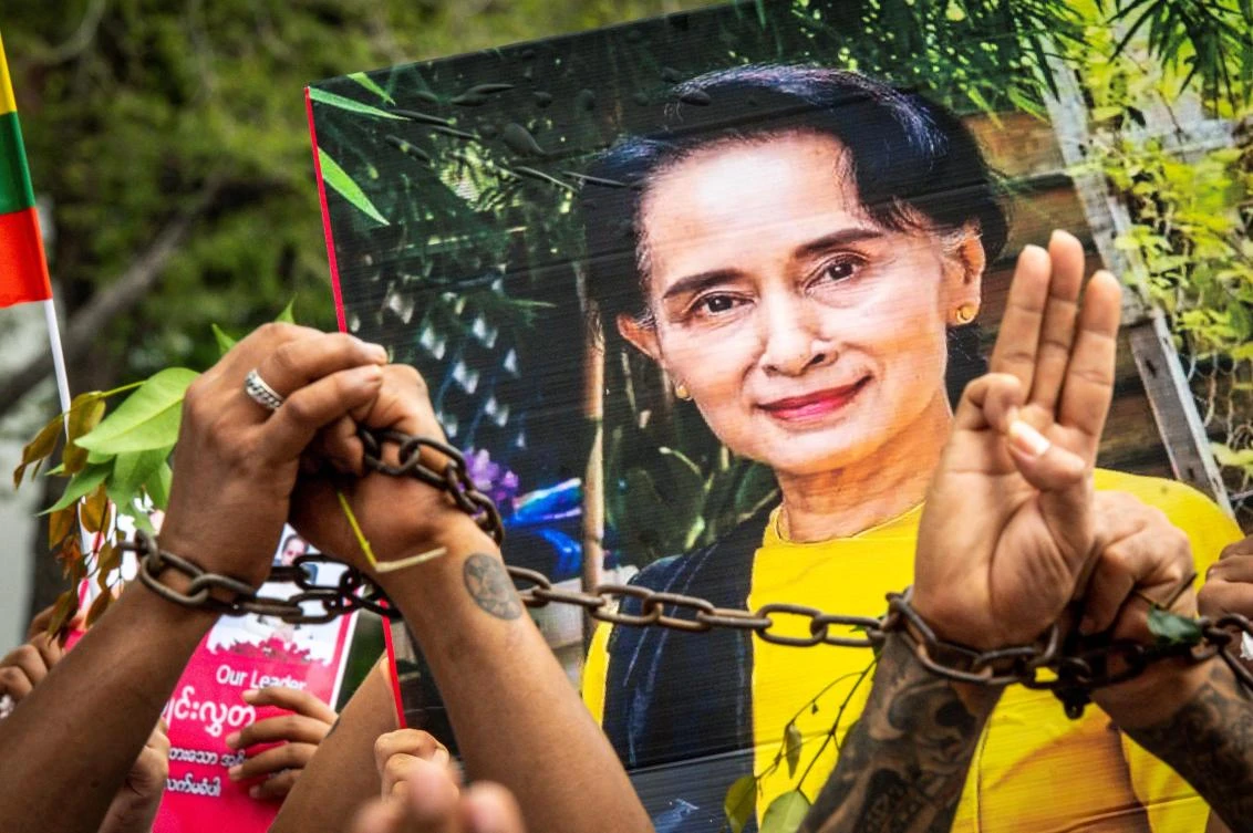 Deposed leader Aung San Suu Kyi was sentenced to a combined seven years in prison for all five counts of corruption. (AFP file photo)