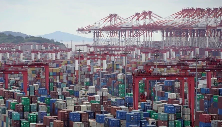 Containers are seen at the Yangshan Deep-Water Port in Shanghai, China, Oct. 19, 2020. (Reuters)