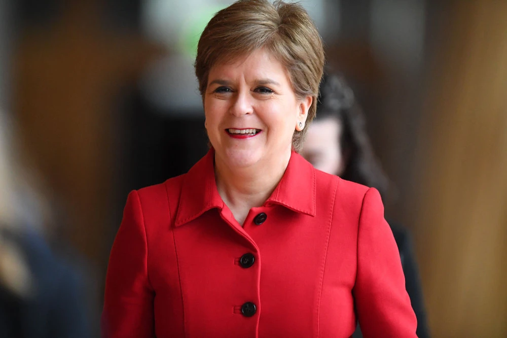Scotland’s First Minister Nicola Sturgeon arrives to attend First Minster’s Questions at the Scottish Parliament. (AFP)