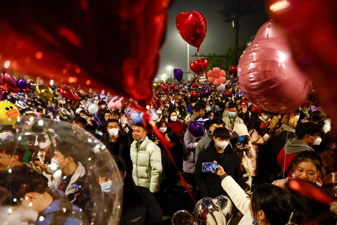 New Year revelries in China appeared to be mostly unaffected as people celebrated the end of 2022 and the turn into 2023. (Reuters)