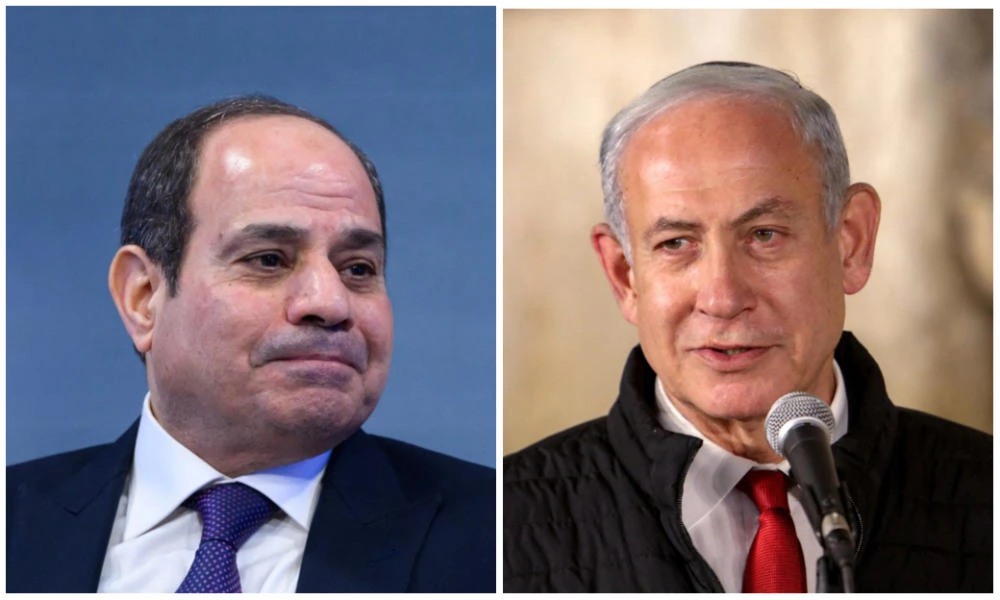 Egyptian President Abdel Fattah El-Sisi and Prime Minister Benjamin Netanyahu spoke days after Israel’s new Cabinet was sworn in. (File/AFP)