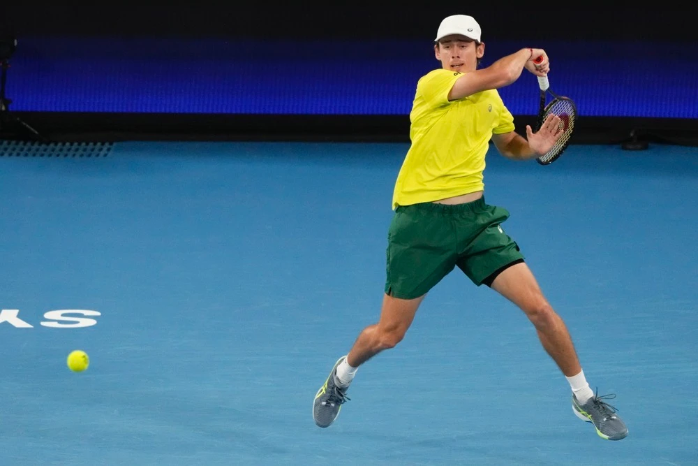 Australia’s 24th-ranked Alex De Minaur said he couldn’t be happier that he managed to get his first win over Rafa on this court, and that this was his ‘favorite court in the world.’ (AP)