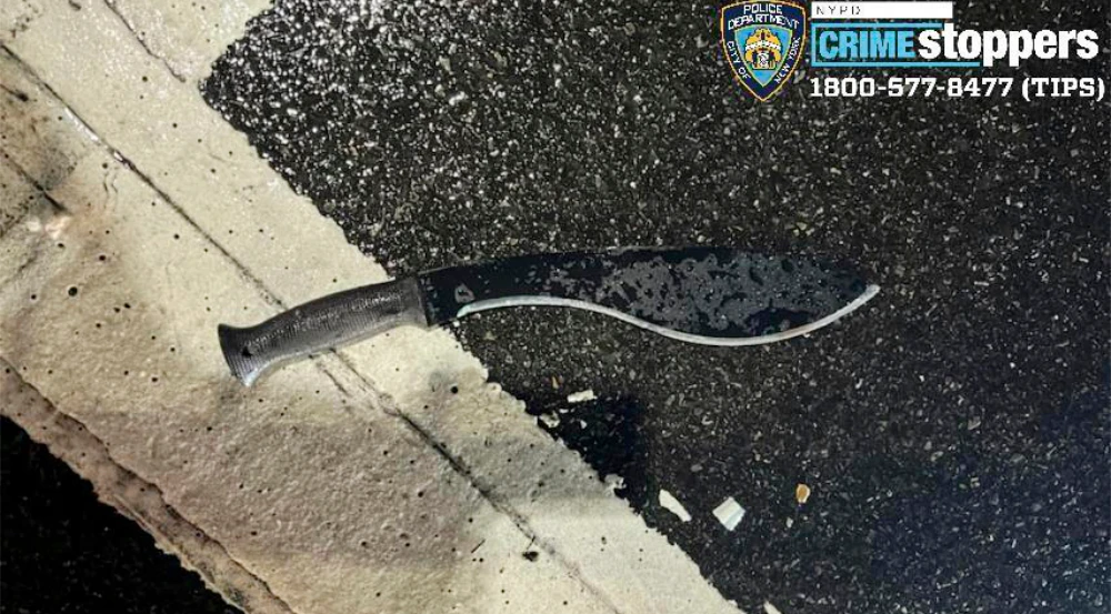 This photo provided by NYPD shows a weapon used to attack three NYPD police officers on Saturday, Dec. 31, 2022 in New York. (AP)
