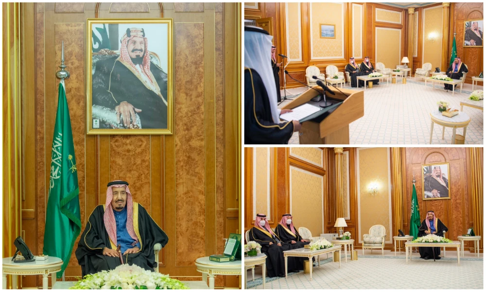 Saudi ambassadors-designate to a number of countries took the oath of office at Al-Yamamah Palace before King Salman on Tuesday. (SPA)