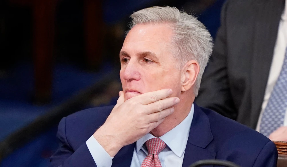 Rep. Kevin McCarthy, R-Calif., listens during the second round of voting for the next Speaker of the House on the opening day of the 118th Congress at the U.S. Capitol, Tuesday, Jan. 3, 2023, in Washington. (AP)