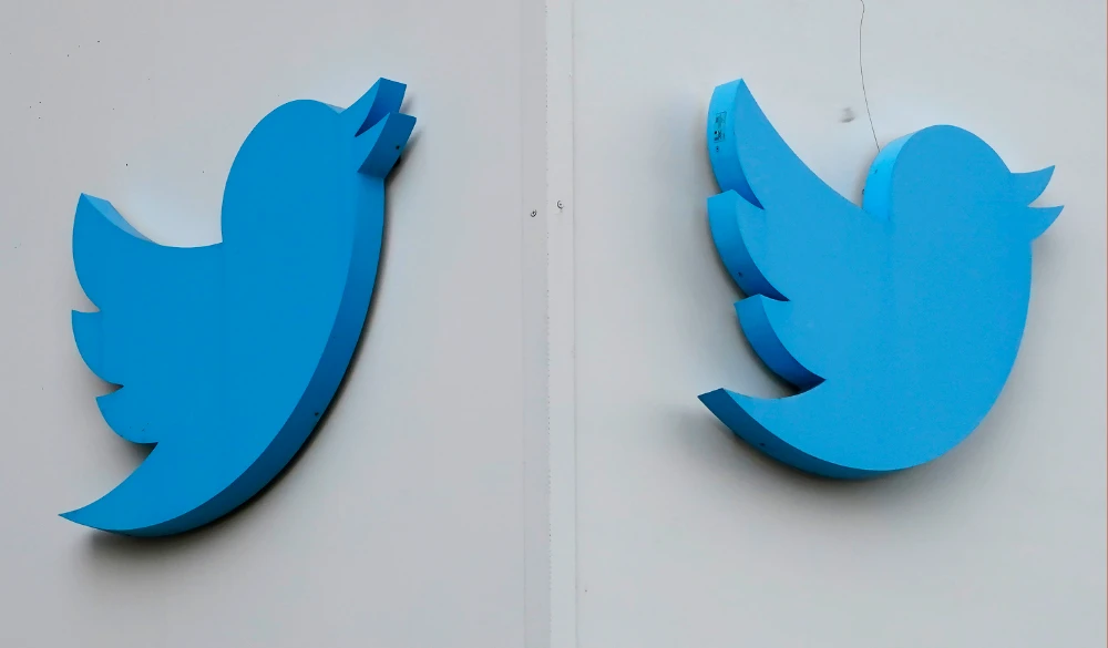 Twitter logos are displayed outside the company's offices in San Francisco on Dec. 19, 2022. (AP)