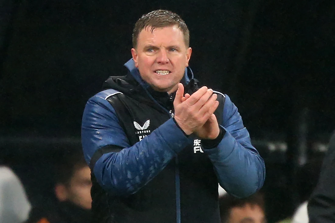 Newcastle United's English head coach Eddie Howe gestures on the touchline during the English Premier League football match between Newcastle United and Leeds United. (File/AFP)