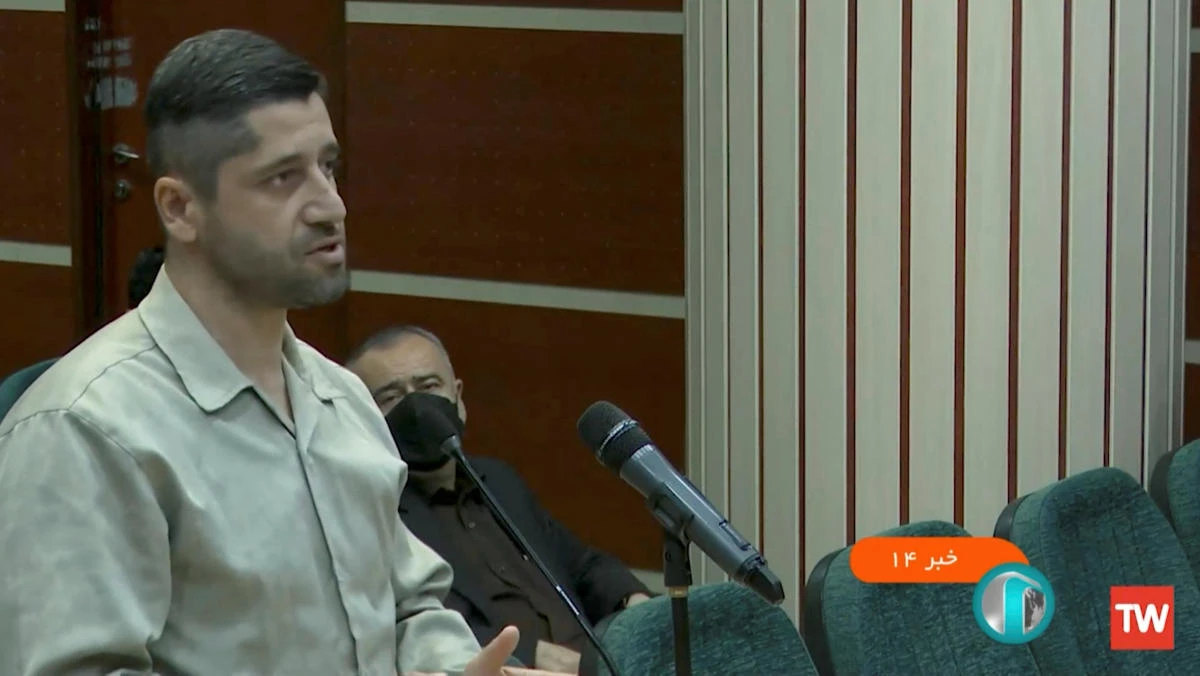 Seyyed Mohammad Hosseini speaks in a courtroom before being executed by hanging, along with Mohammad-Mehdi Karami, for allegedly killing a member of the security forces during protests that followed the death of Mahsa Amini, in Tehran, Iran. (Reuters)
