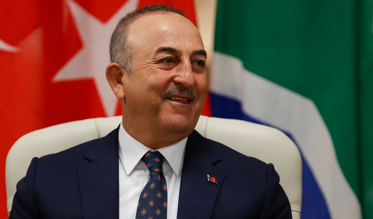 Turkish Foreign Affairs Minister Mevlut Cavusoglu reacts while conducting a press conference during his visit to South Africa at OR Tambo Building in Pretoria on January 10, 2023. (AFP//File)