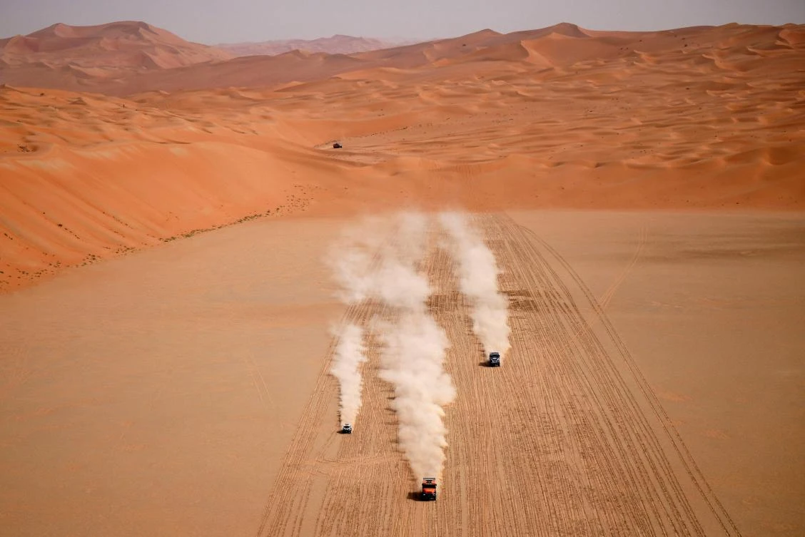 Action during Stage 12 of the Dakar Rally 2023 between Empty Quarter Marathon and Shaybah, in Saudi Arabia, on January 13, 2023. (AFP)