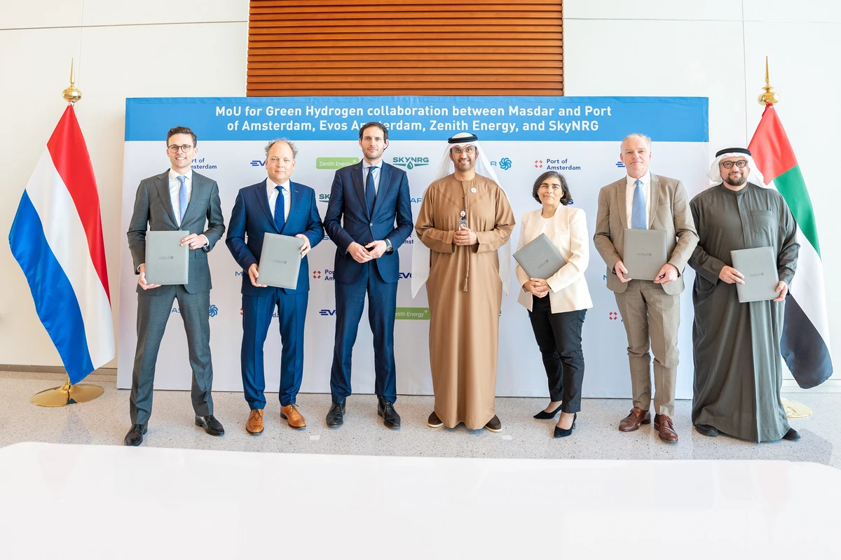 Renewable energy firm Masdar signed a MoU with the Port of Amsterdam, SkyNRG, Evos, and Zenith Energy. (WAM)
