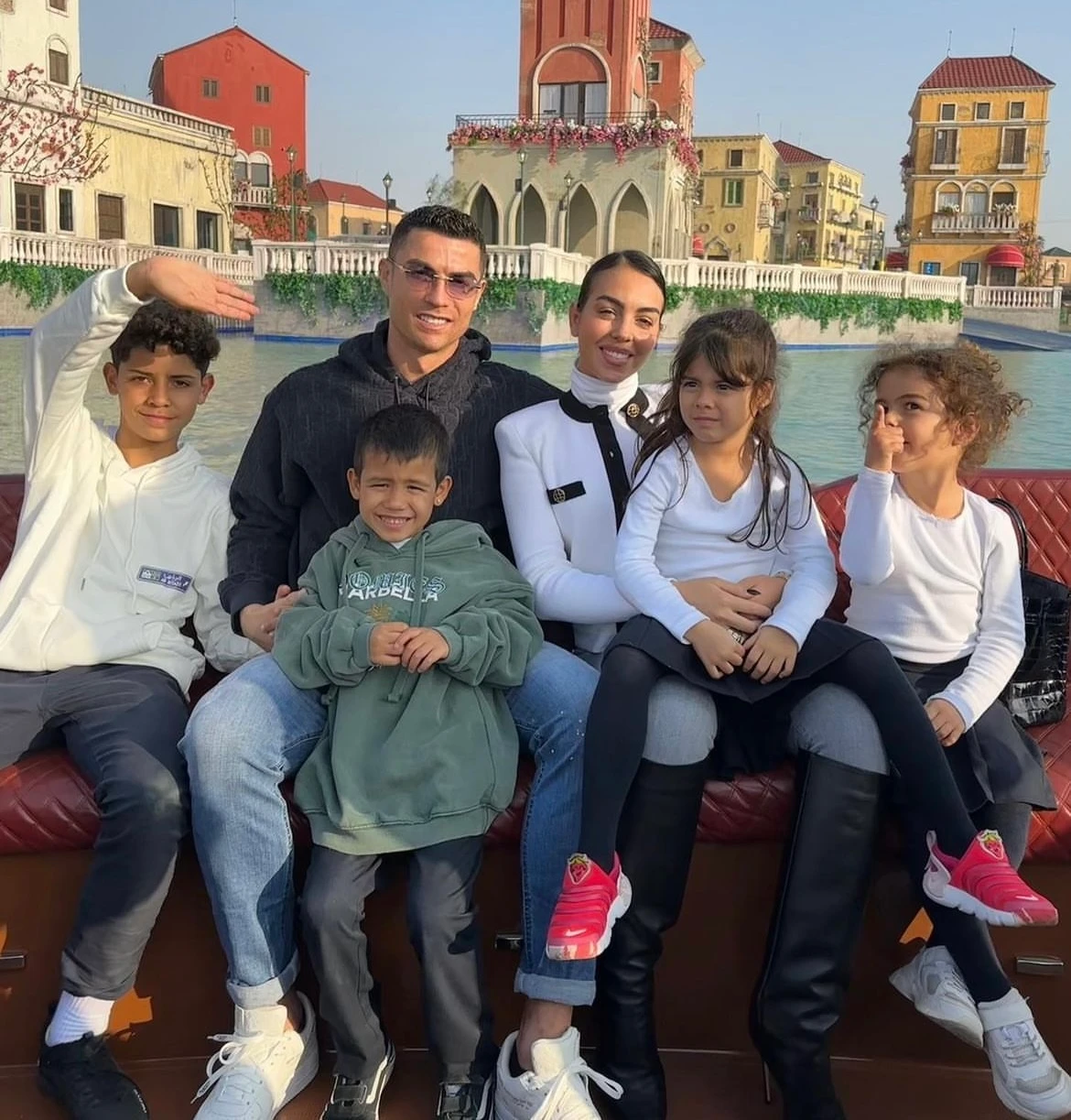 Cristiano Ronaldo and Georgina Rodriguez with their children at Boulevard World in Riyadh. (Instagram/@cristiano)