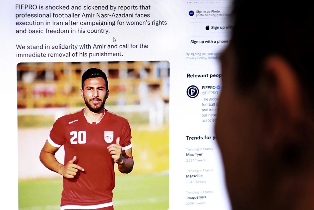 The former Persian Gulf Pro League player was arrested in November as authorities brutally cracked down on protests (AFP)