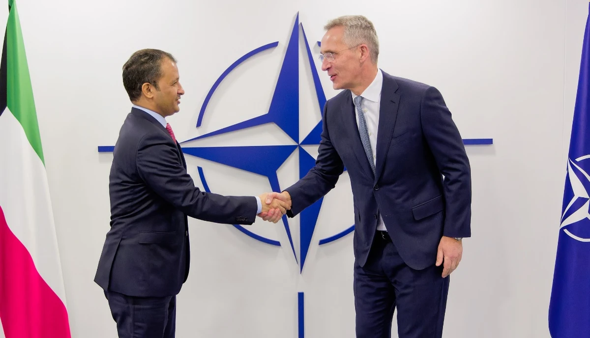 Ambassador Nawaf Al-Enezi presents his credentials to NATO Chief Jens Stoltenberg (KUNA)
