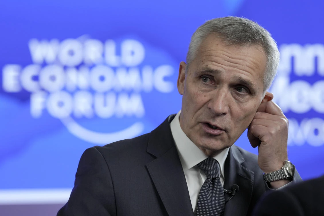 Secretary General of NATO Jens Stoltenberg talks at the World Economic Forum in Davos, Switzerland on Jan. 18, 2023. (AP)