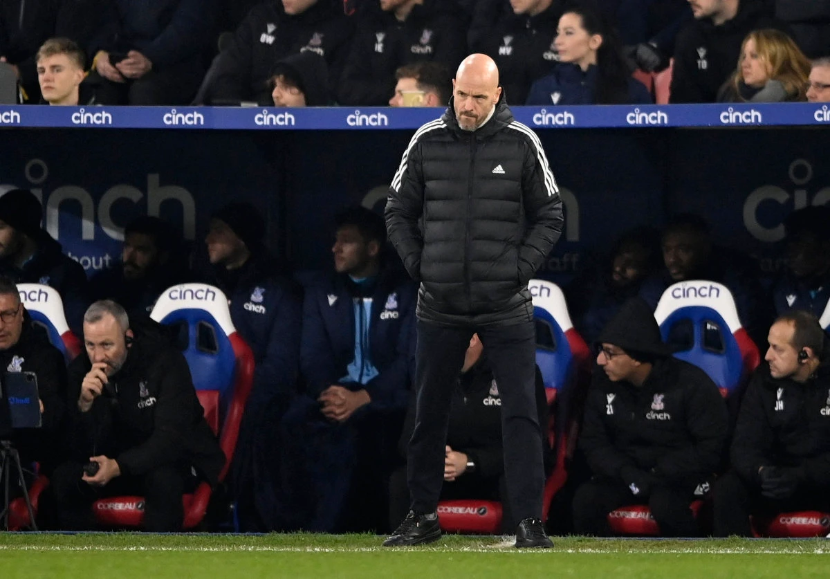 Manchester United manager Erik ten Hag during the Premier League soccer match between Crystal Palace and Manchester United at Selhurst Park, London, on Wednesday. (Reuters)