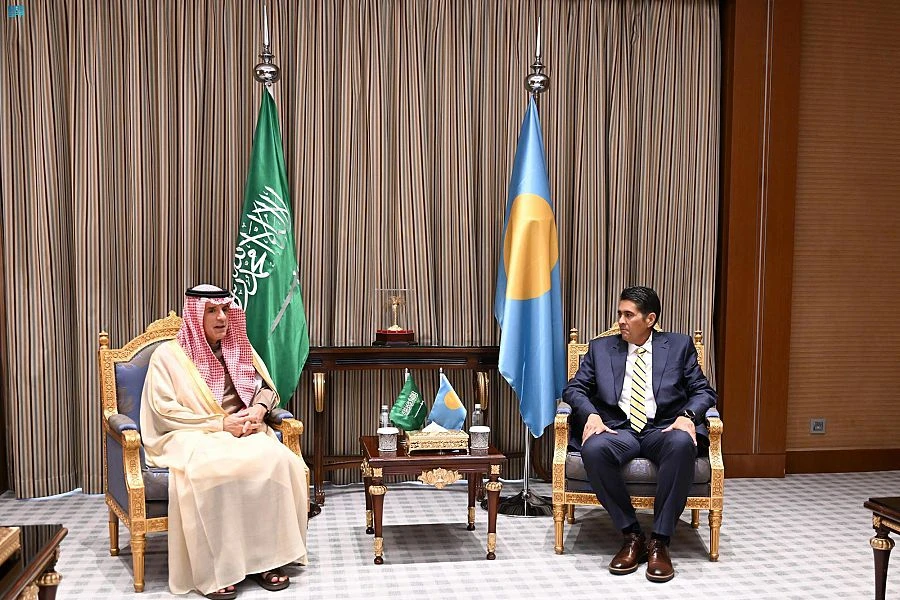 Palau President Surangel Whipps Jr. met with Saudi Arabia’s Minister of State for Foreign Affairs Adel bin Ahmed Al-Jubeir in Riyadh. (SPA)