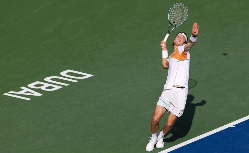 Reigning champion Andrey Rublev will return to defend his title at the 2023 Dubai Tennis Championships. (DDFTC)