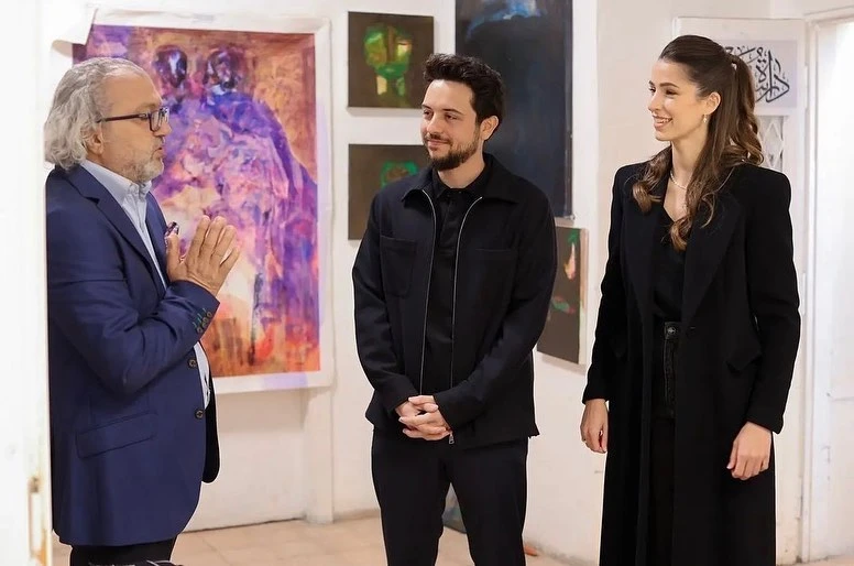 Jordan’s Crown Prince Hussein bin Abdullah II and Saudi Arabia's Rajwa Khalid Al-Saif visit the Fragrance of Colors initiative in Amman. (Instagram)