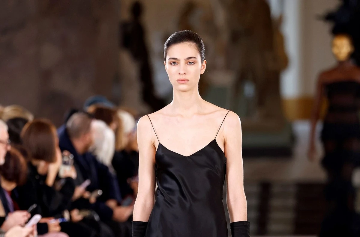 French Algerian model Loli Bahia walks for Schiaparelli at Paris Haute Couture Week. (Getty Images)